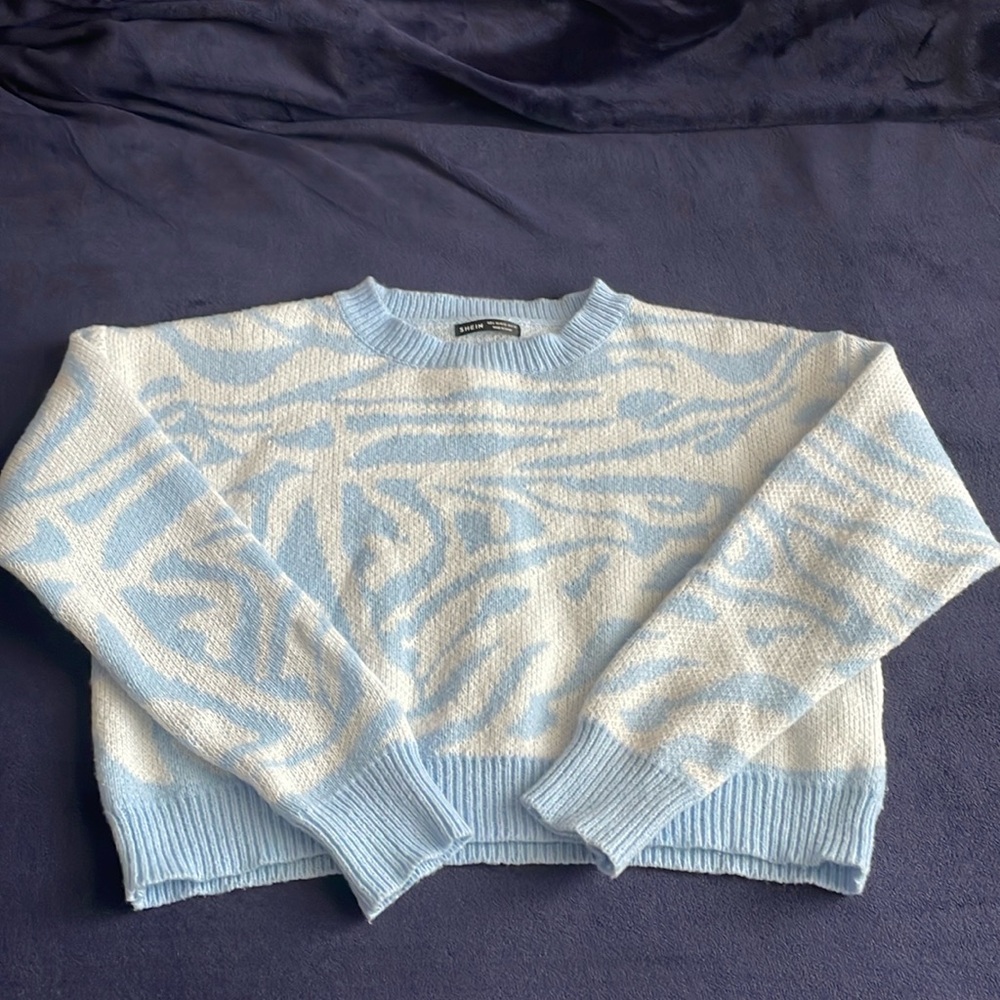 Shein, Sweater, Blue and White, Size L
